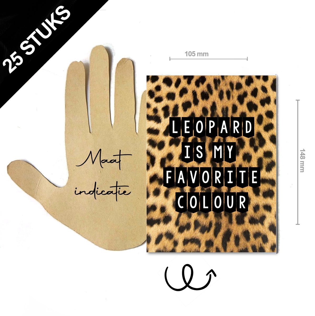 25 stuks Quote kaarten luipaard ansichtkaarten ''leopard is my favorite colour'' - 25 stuks A6 formaat enkele kaart excl. envelop luipaard panter print - particulieren bedrijven cadeau wenskaarten wholesale