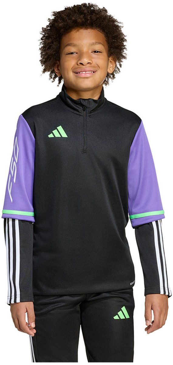 Adidas F50 Training Sweatshirt Met Halve Rits 5-6 Years Jongens Meisjes Zwart