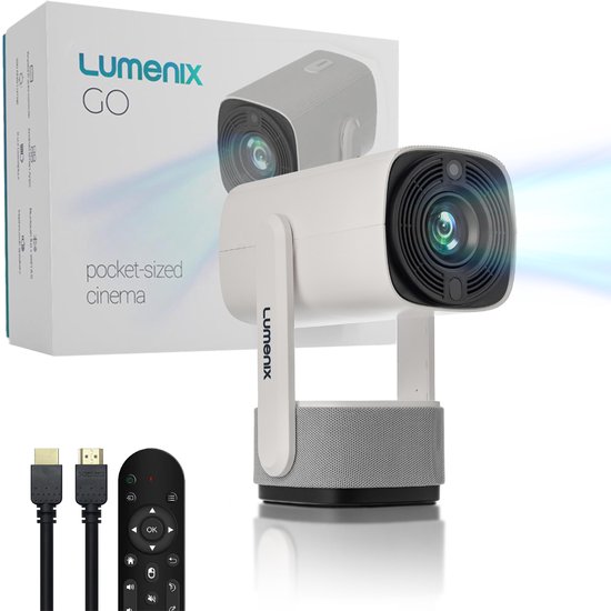 Mini projecteur Lumenix X1 PRO - Portable et sans fil - Qualité d'image 4K - Android 11.0 - WiFi 6 & Bluetooth 5.2 - Pour iOS et Android - Wit