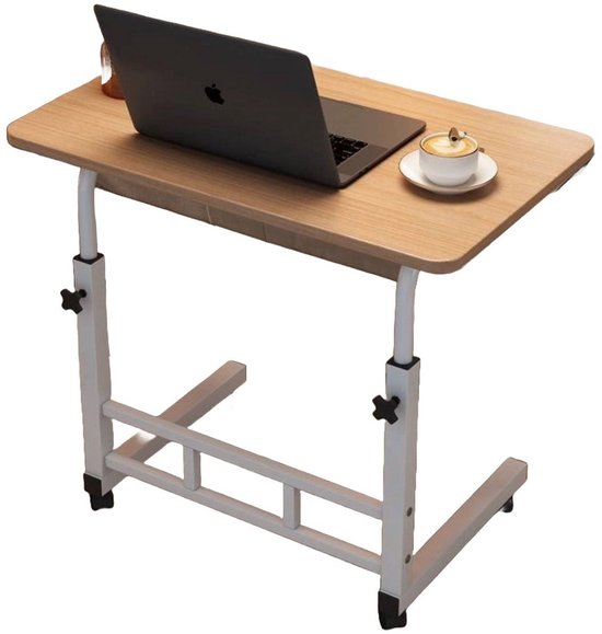 Bijzettafel met wielen 80x45cm, verstelbare hoogte, mobiel