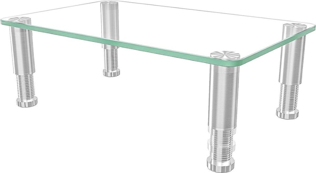 WNHB® Verstelbare monitorverhoger van gehard glas – ergonomische laptop- en monitorstandaard