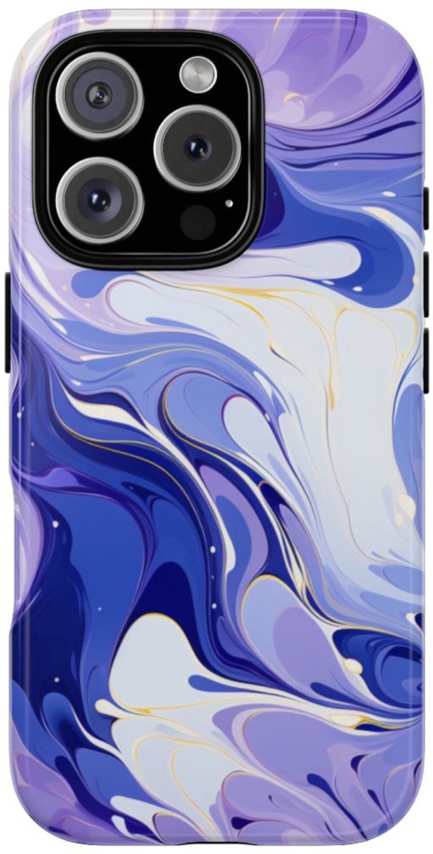 Lavendel en Indigo Gemarmerd Abstract – Telefoonhoesje Geschikt voor iPhone 16 Pro