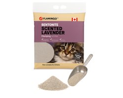 Flamingo Kattenbakvulling – klontvormende kattenbakvulling – Lavendelgeur – 12L (12KG) voor 10 weken – Premium Line – fijne bentonietkorrels – geurabsorberend & stofarm – ook geschikt voor kittens