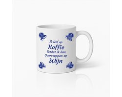 Grappige Koffie Naar Wijn Overstap Mok 330ml – Nederlandse Humor Keramische Beker Voor Koffieliefhebbers