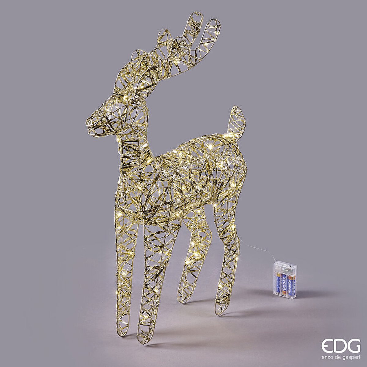 EDG - Enzo De Gasperi - Rendier LED Kerst – Goudkleurig vlechtwerk - H60 D15 L30