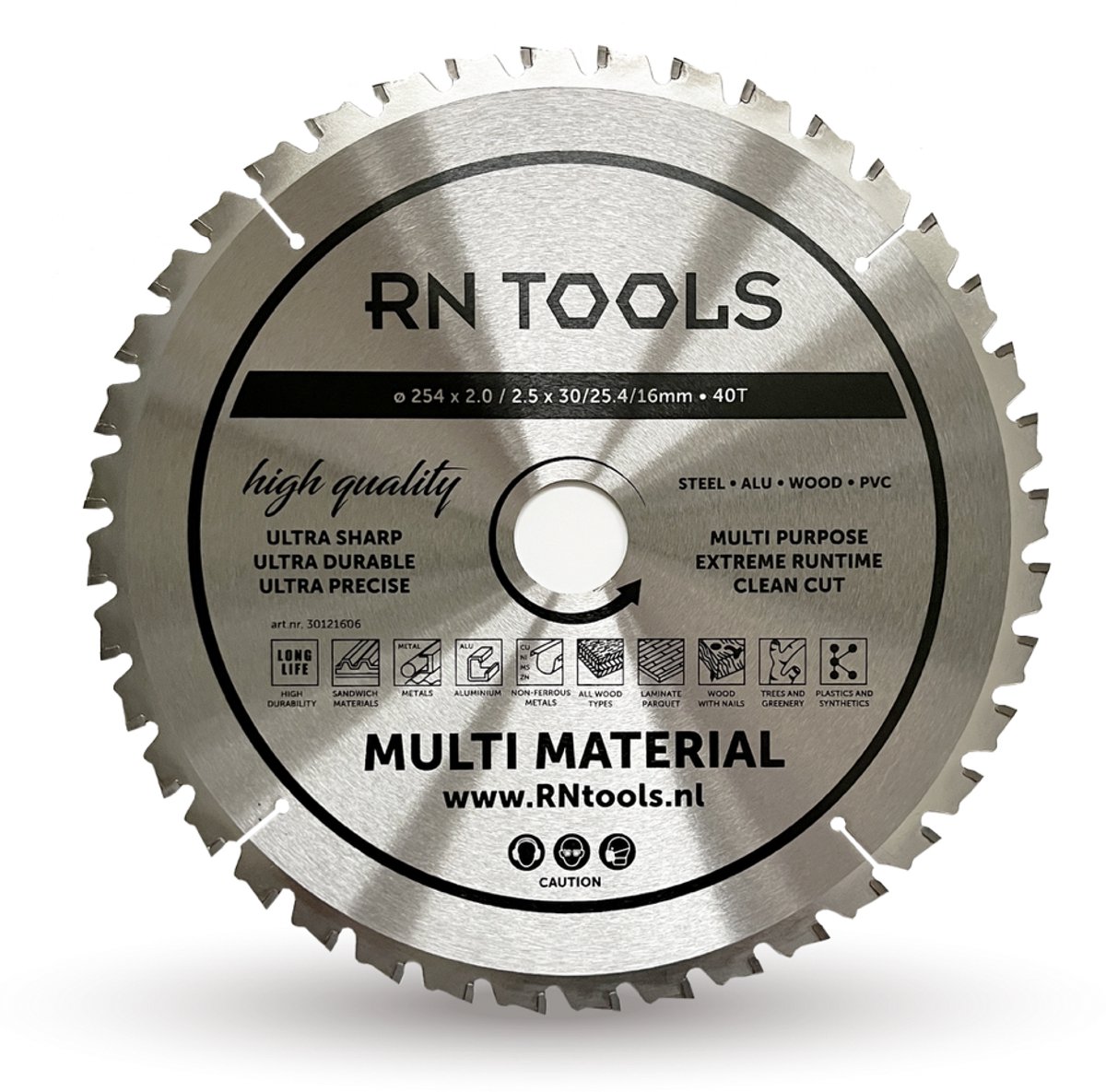 RNtools Cirkelzaagblad Multi Material - 254 mm - 40 tanden - hout, metaal en aluminium (geschikt voor cirkelzaag - afkortzaag - invalzaag)