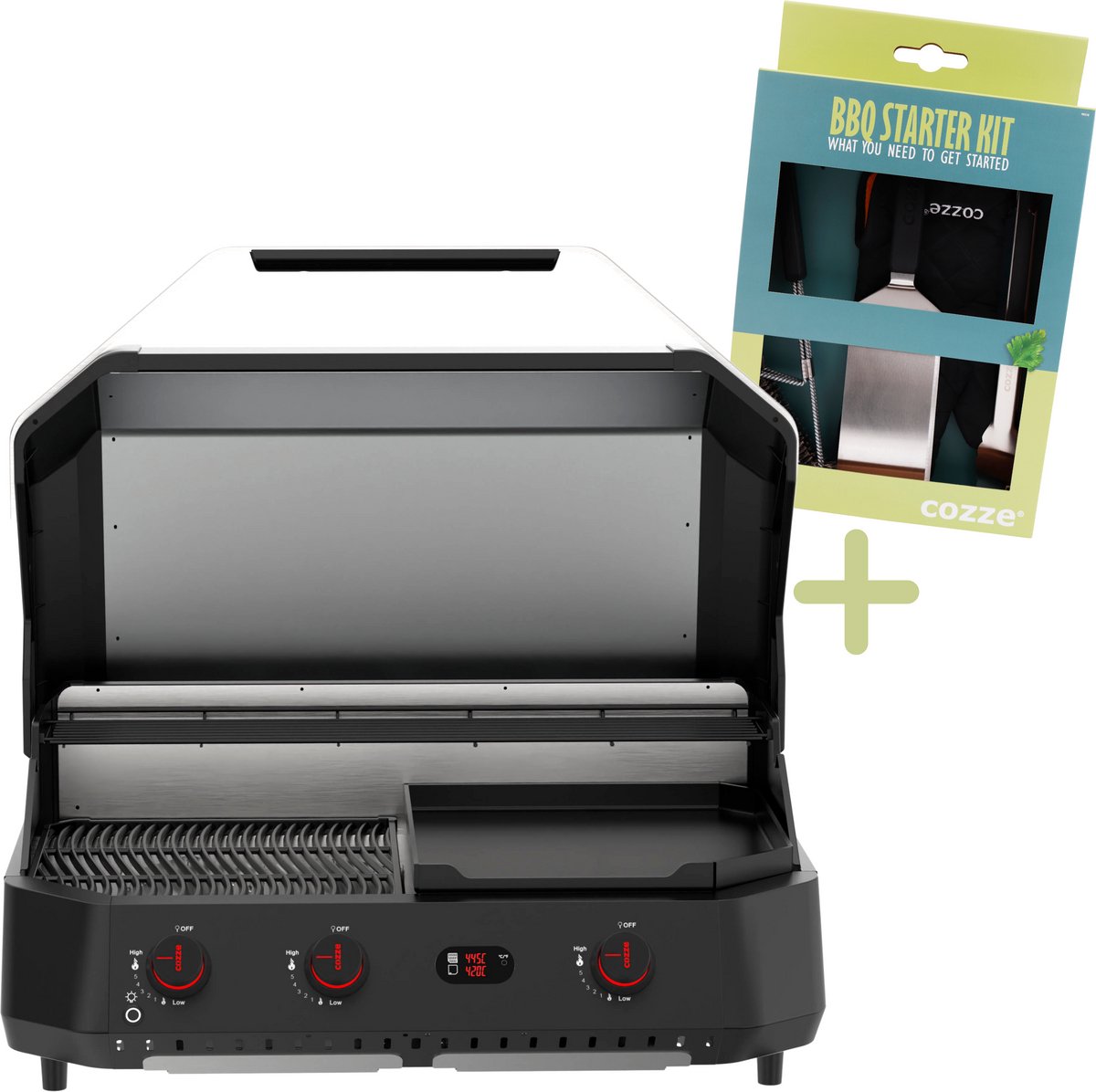 Cozze G-800 COMB0 Plancha-Grill, Gasbakplaat, 3 gasbranders,