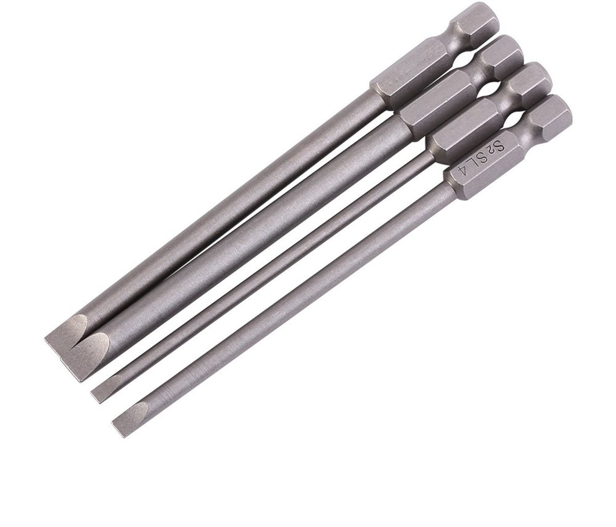 4Pcs Magnetische Platkop Schroevendraaier Bits - Stalen Legering - 100mm Lengte