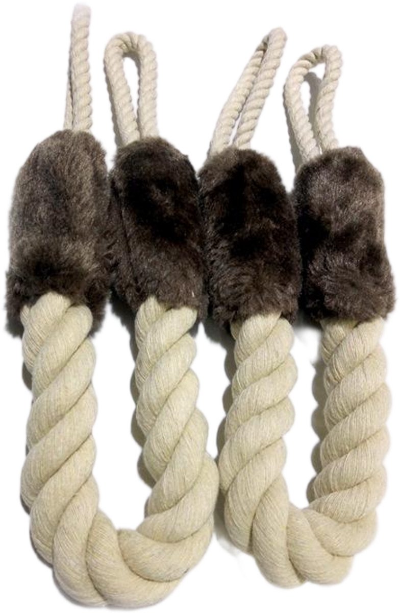 Image of 2-Pack Deurstopper - Katoenen deurkoord - Huisdierbescherming - Kind & Baby - Zacht en wasbaar - Deurkoord - Kindervingerbescherming - Lengte 60 cm - Bruin