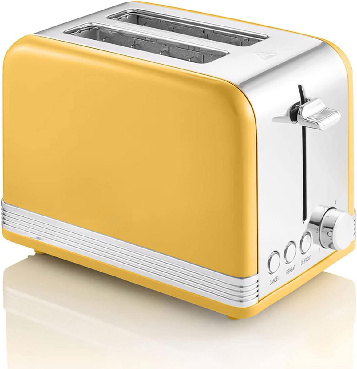 MMM® Broodrooster Retro - Broodrooster - Broodrooster Zwart - 6 Roosterniveaus - Roestvrij Staal- Geel -‎33 cm x 24 cm x 23 cm
