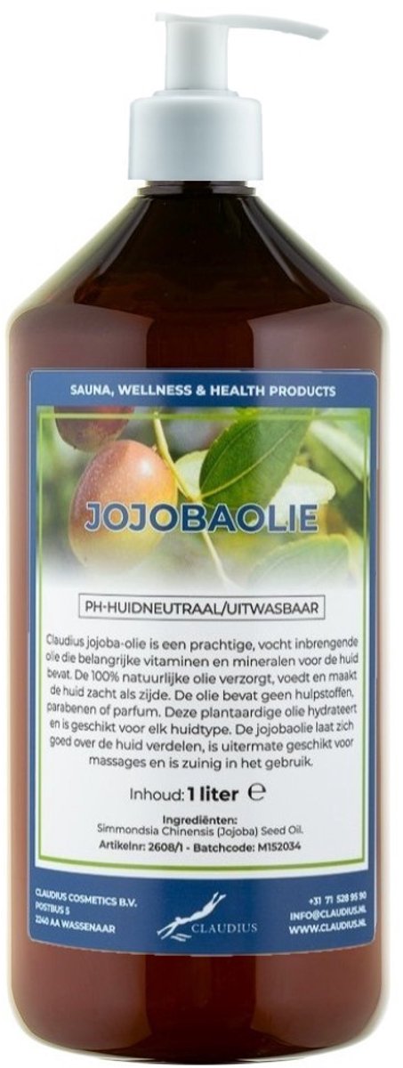 Jojobaolie 1 liter met witte pomp - 100% natuurlijk - biologisch en koud geperst