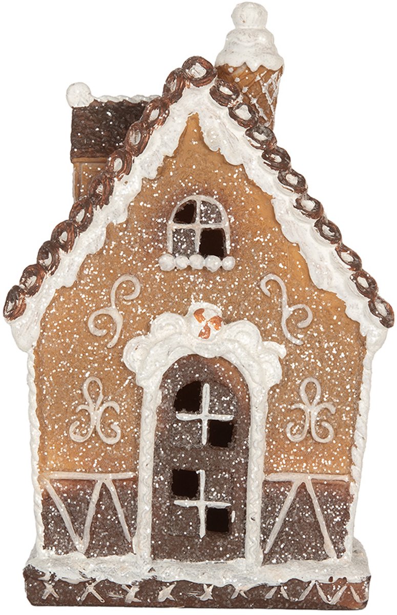 Gingerbread house met LED 13x9x20 cm Bruin Kunststof