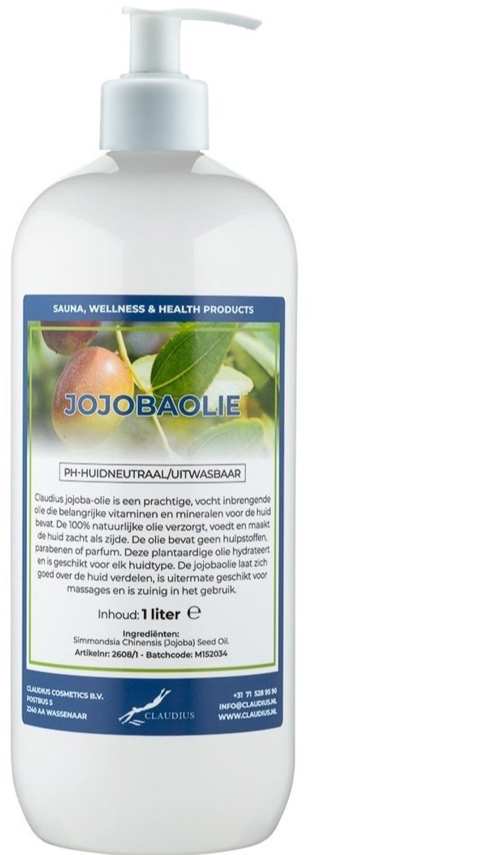 Jojobaolie 1 liter met witte pomp - 100% natuurlijk - biologisch en koud geperst