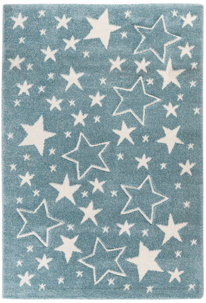 Floraya - Vloerkleed - Shooting Stars - Blauw/Wit - 80x150cm - 15mm dik - Laagpolig