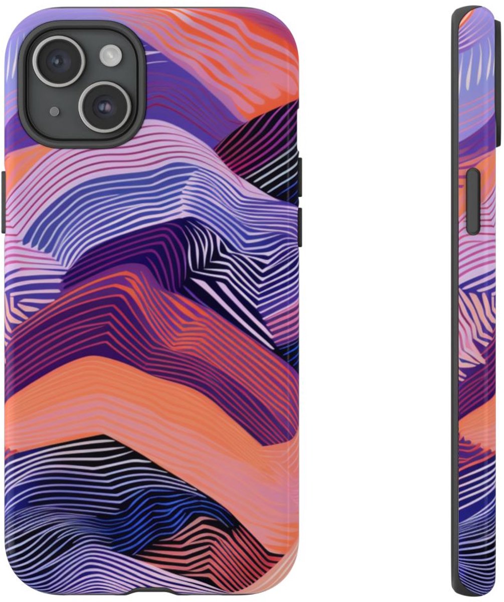 Abstracte Kleurrijke Golfpatronen – Telefoonhoesje Geschikt voor iPhone 15 Plus