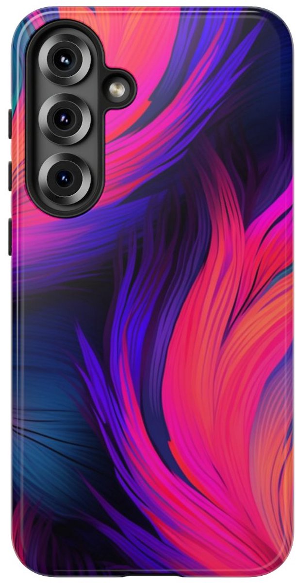 Levendige Neon Abstracte Stroom – Telefoonhoesje Geschikt voor Samsung Galaxy S25 Plus