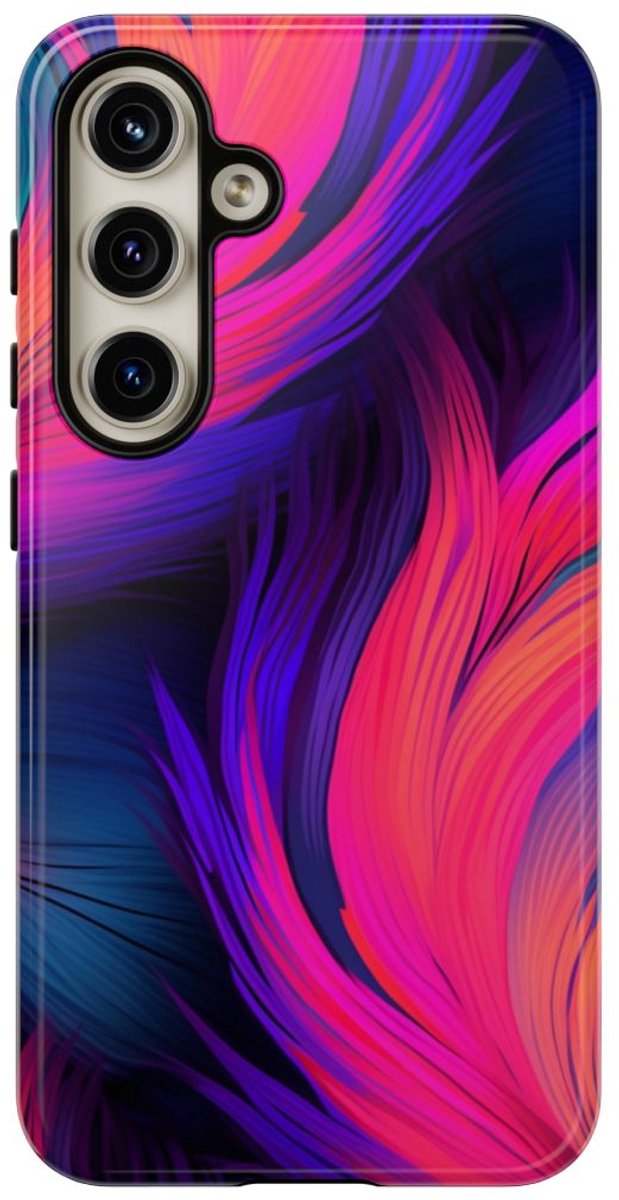 Levendige Neon Abstracte Stroom – Telefoonhoesje Geschikt voor Samsung Galaxy S24