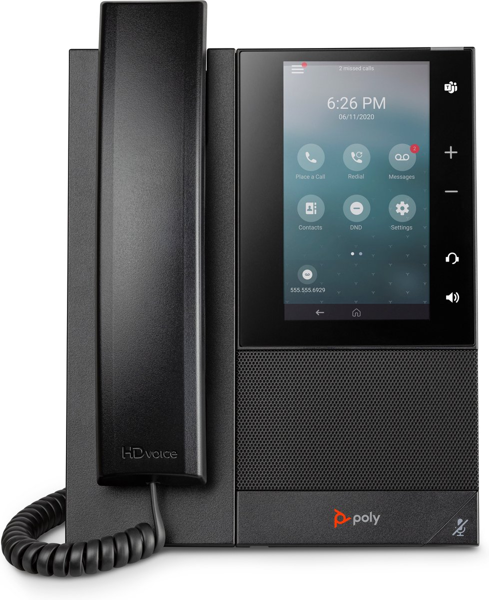 Poly CCX 505 Business Media Phone met ondersteuning voor Open SIP en PoE
