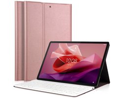 Hoes met toetsenbord geschikt voor Lenovo Tab P12 12.7 inch 2023 - Keyboard Book Case Cover Hoesje Rosegoud