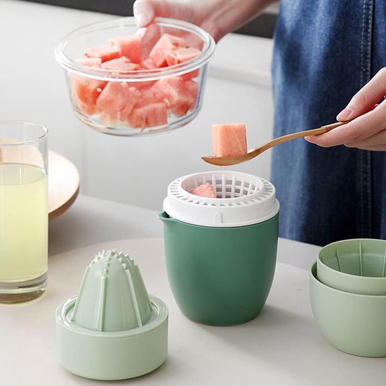 sap centrifuge - Handmatige Citroenpers - Sapbeker - citroensapcentrifuge - Limoenpers - sinaasappelpers - sapcentrifuges groenten en fruit - Lemon squeezer - Citrusknijper - Fruitpers - Sinaasappelpers - Groen- 9.5*15cm van Merkloos — afbeelding 3