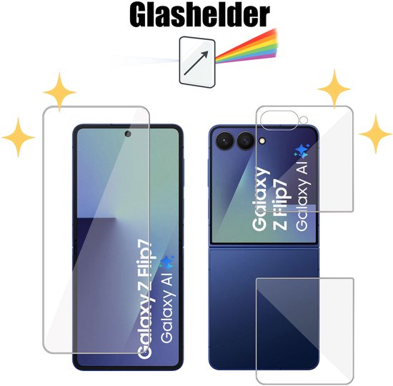 Protecteurs d'écran pour le Galaxy Z Flip 7 plié et déplié.