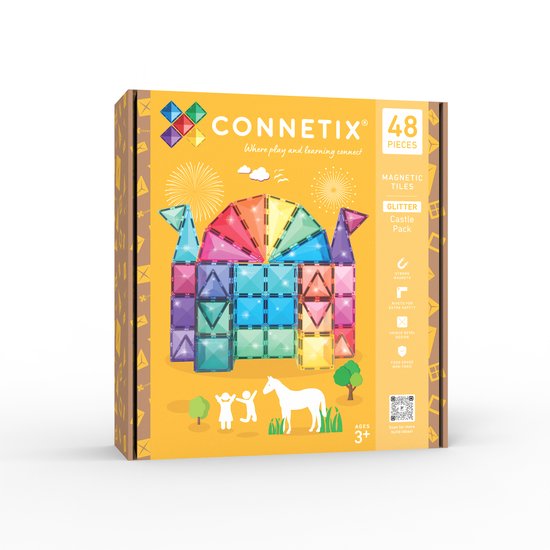 CONNETIX - Magnetisch Tegels - Glitter Kasteel Set, 48 Stuks