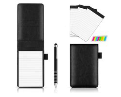 Vitdipy - Mini Notitieblokken - Notitieboek Outdoor klein - Met pen - Met Navulling Memo Blokken en Index Tabs totaal - A7 - 14*11*1.5cm - Zwart