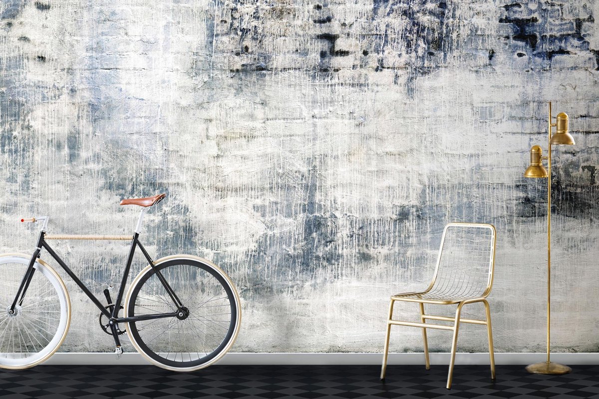 Betonlook behang blauw 2225-15 | Ontdek behang online