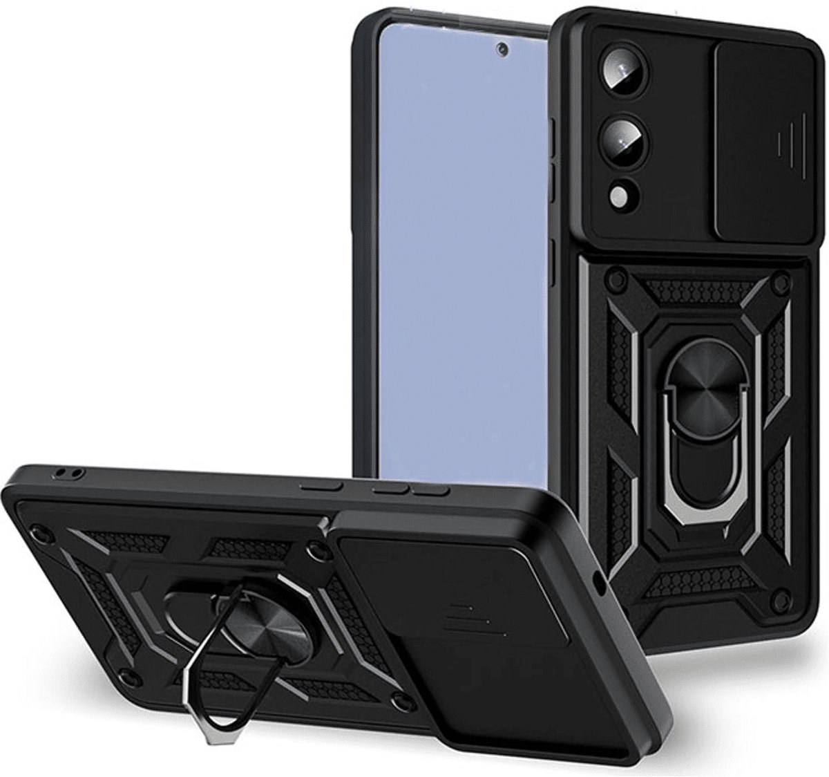 Casemania - Armor Kickstand Ring - Samsung S25 Edge - Camera Protection - Zwart