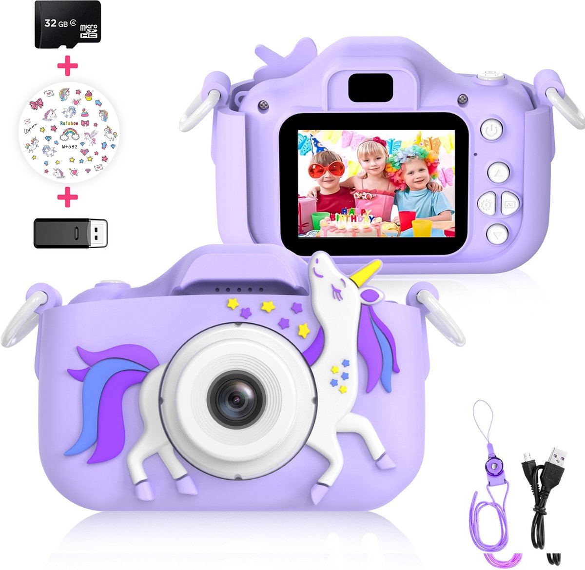CHAKEYAKE kids camera, 20MP 1080P HD underwater camera for kids, 180° flip lens selfie camera, video camera with 2.0 screen and 32GB SD card