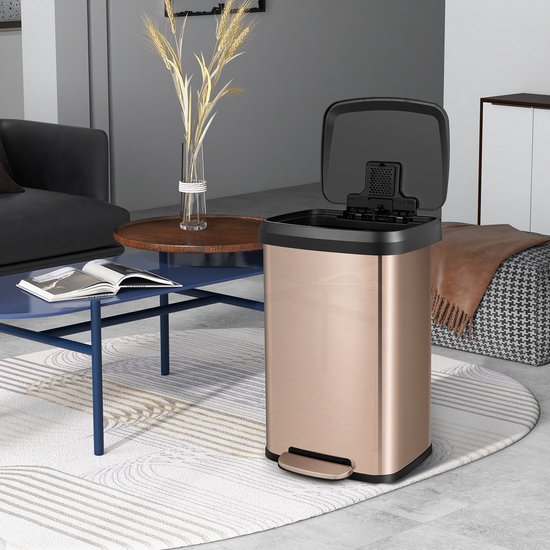 Costway Vuilnisemmer keuken, 50L afvalemmer, pedaale