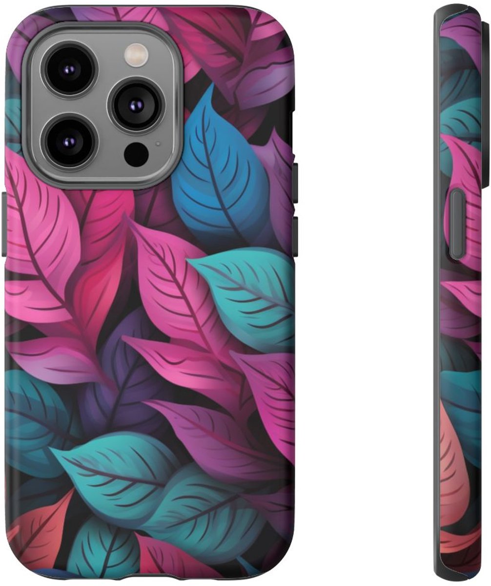 Kleurrijk Abstract Bladerenpatroon – Telefoonhoesje Geschikt voor iPhone 14 Pro
