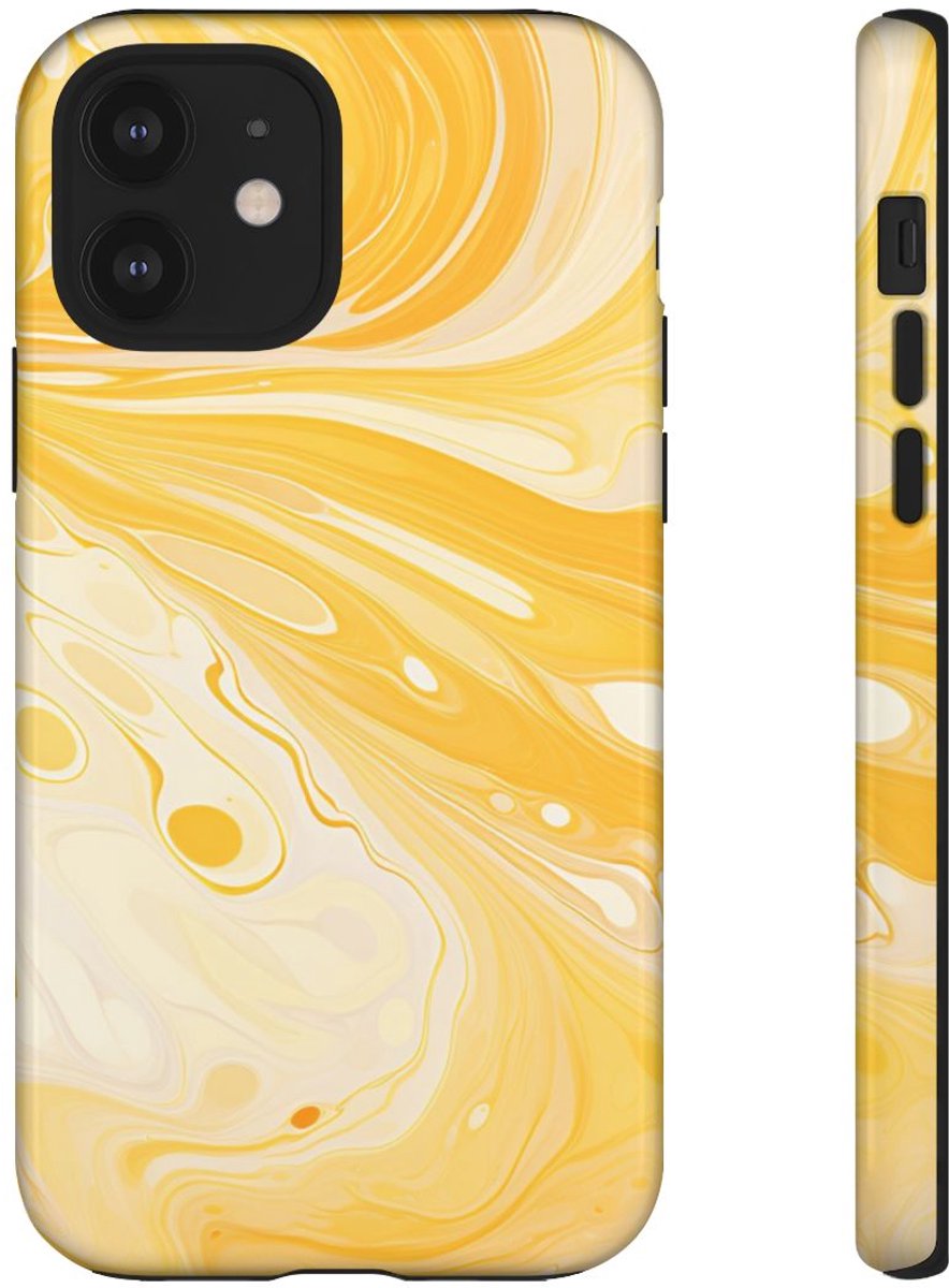 Goudgele Suminagashi Marmer Abstract – Telefoonhoesje Geschikt voor iPhone 12