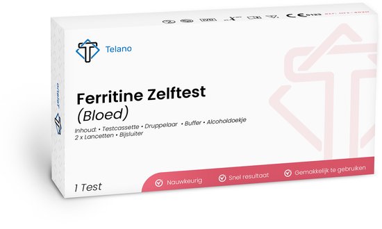 Ferritine Zelftest voor IJzertekort en Bloedarmoede - Betrouwbare Thuistest voor Snel Resultaat - Telano ijzertekorttest
