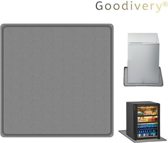 Foto: Goodivery koelkastmat 60 x 60 cm siliconen koelkastmatten met opstaande rand wasbare koelkast lekbak mini koelkast vloerbeschermer voor koelkast wasmachine wijnkast grijs 