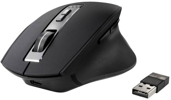 Renkforce RF-WM-300 Ergonomische muis Bluetooth, Draadloos Optisch Zwart/grijs 7 Toetsen 2400 dpi Ergonomisch