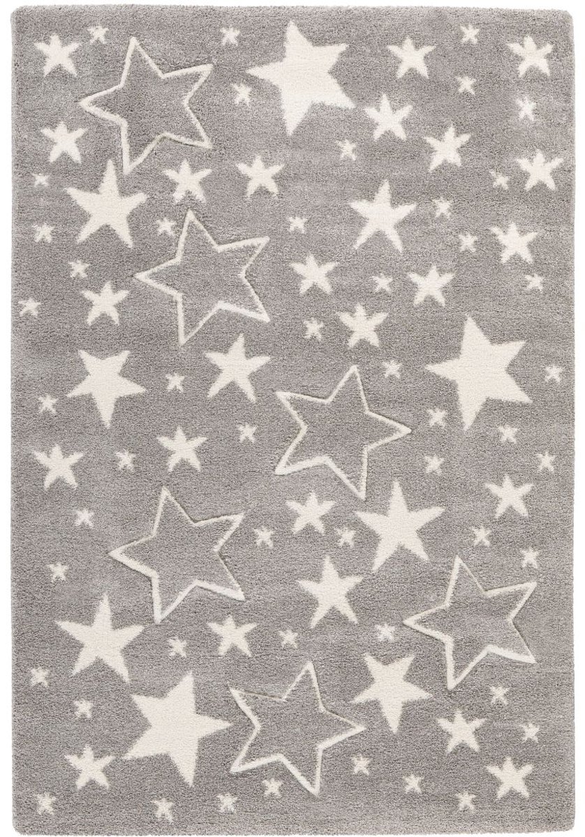 Floraya - Vloerkleed - Shooting stars - zilver - 80x150cm - 15mm dik - Laagpolig