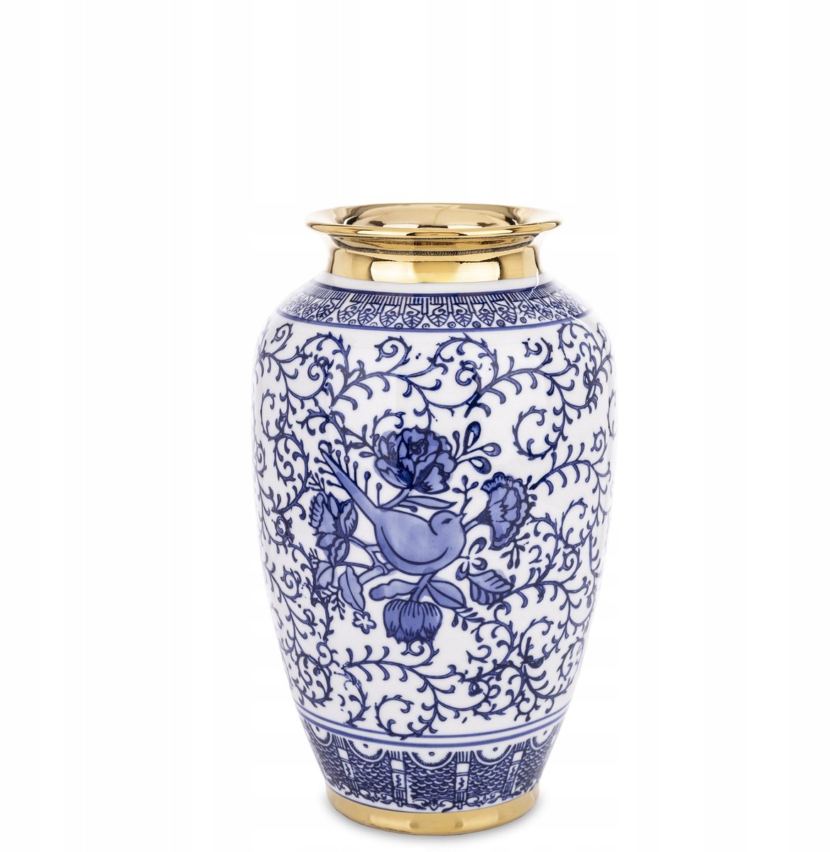 Keramieken vaas blauw met goud 26cm - stijlvolle decoratie