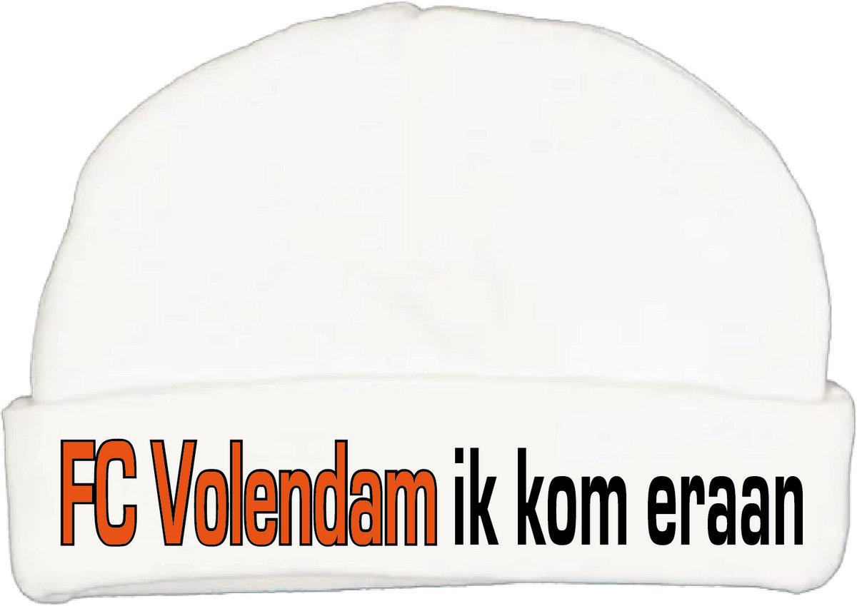 Babymutsje met de tekst: FC Volendam ik kom eraan !