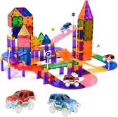 Magna Minds - Magnetic Tiles racebaan - Zelfrijdende auto - Magnetisch Speelgoed – 122 stuks - Constructie speelgoed - Magnetische tegels - Montessori speelgoed - Magnetic toys - Magnetische bouwstenen - Speelgoed Kinderen