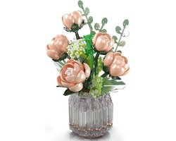 Product afbeelding van Mould King 24109 Roze Rozen bouwset | Botanical Flowers Collection | Classic Creator STEM speelgoed bloemen bouwpakket | Bloemenpracht kunstbloemen modelbouw voor volwassenen & kinderen | geschikt voor Lego | Bouwdoos met 981 bouwstenen