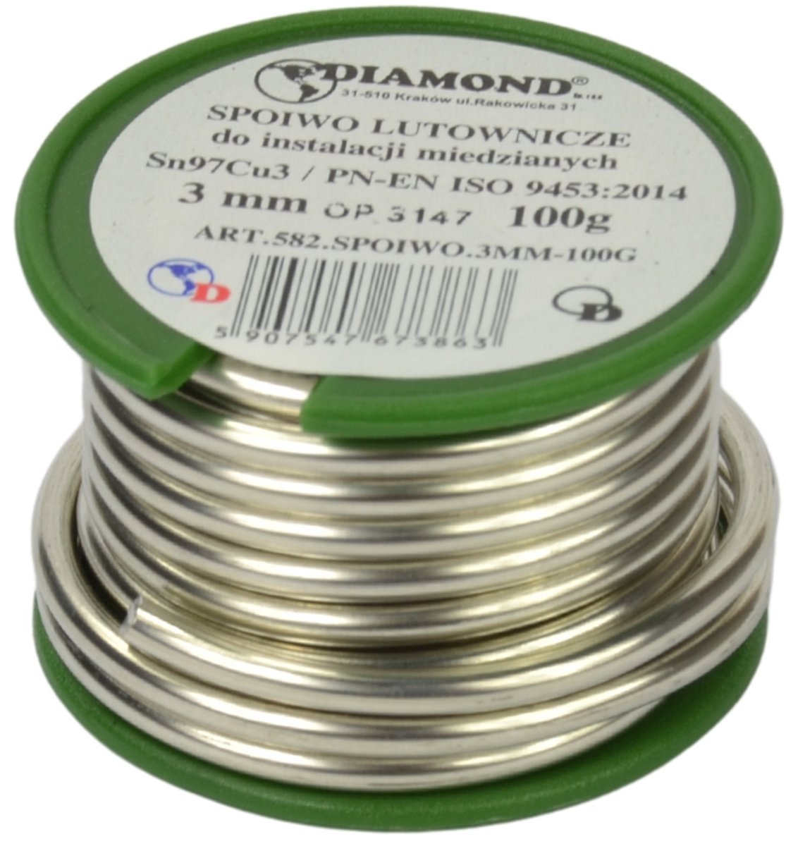 Diamantsoldeerdraad 3 mm 100 g Sn97Cu3 - Hoge kwaliteit