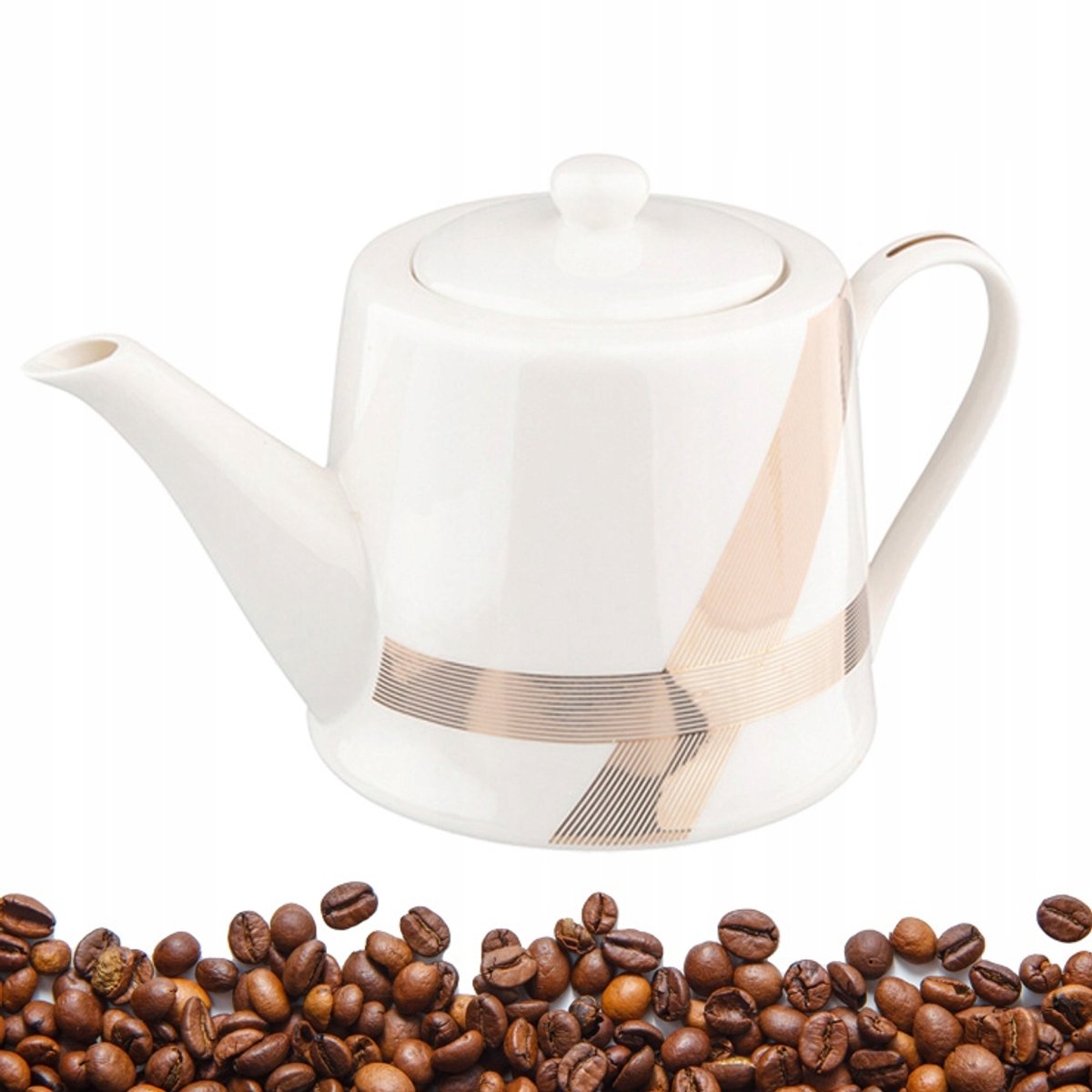Altom Design Porseleinen Theepot Modern Art 800 ml - Elegant Goud Wit