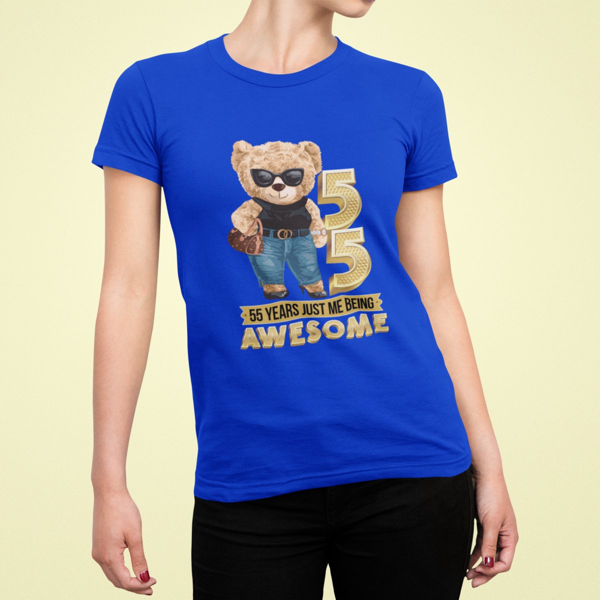 55 Jaar Verjaardag cadeau T-shirt - Blauw T-shirt Vrouwen - Maat L - Verjaardag Cadeau Vrouwen - Limited Edition