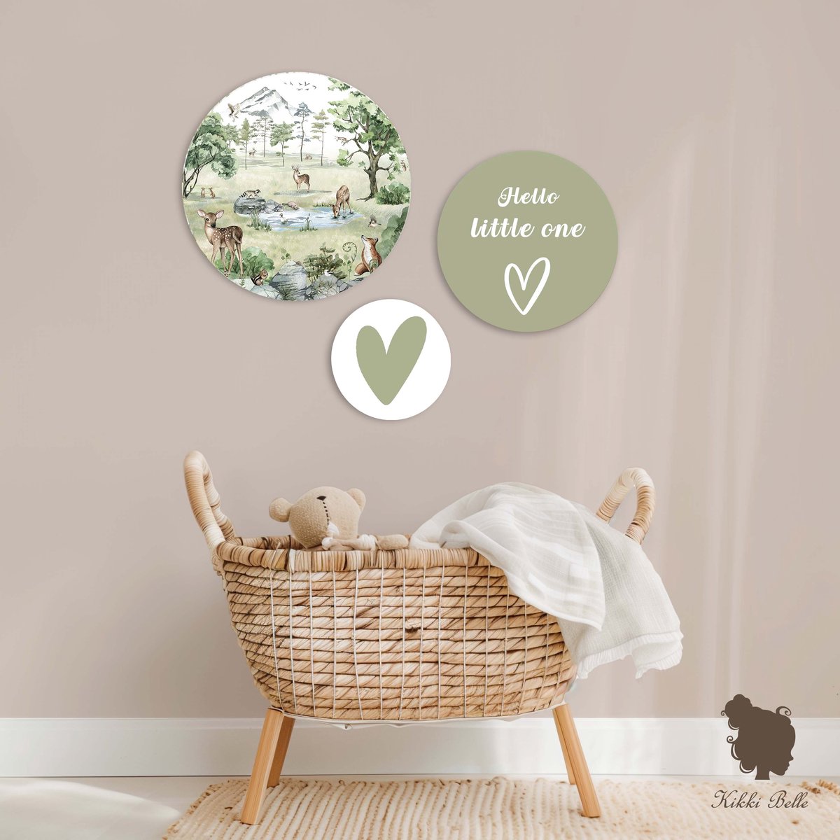 Muurcirkel set Deer Forest Summer Kikki Belle- kinderkameraccessoires-muurcirkel-wanddecoratie-bosdieren