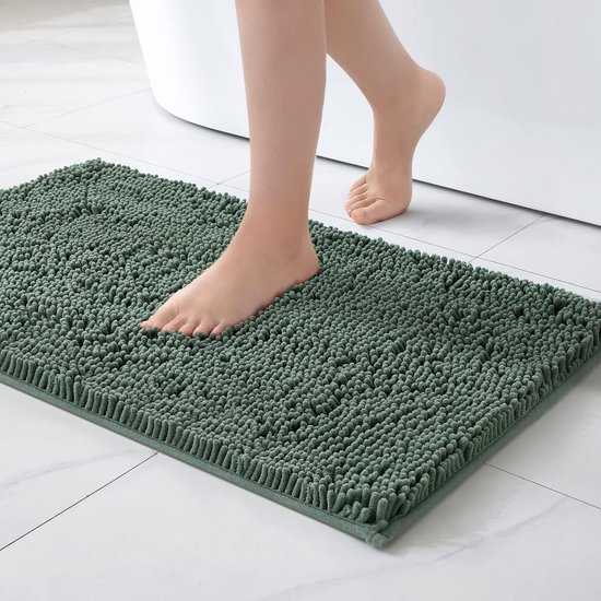 STAR&STER Matcha Groene Badmat 50x80 cm – Zachte, Absorberende & Antislip Badkamermat – Wasbaar Chenille Microvezel Tapijt voor Douche & Toilet