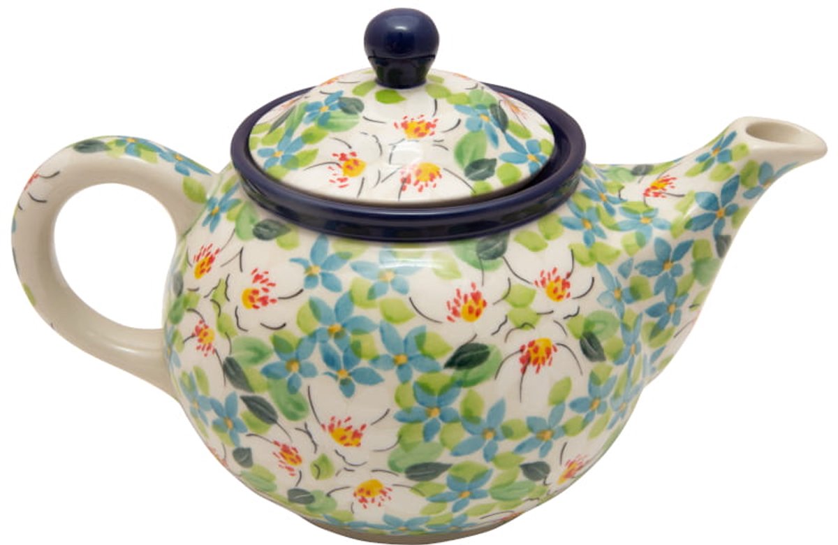 Handgemaakte theepot Bolesławiec 900 ml - Uniek bloemmotief