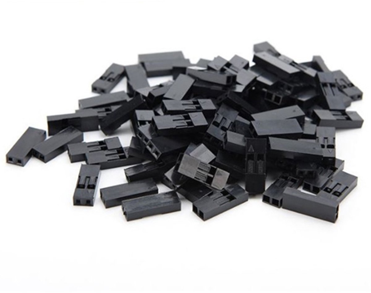 Image of 2-Pin Dupont 2.54 mm Connector Behuizing – 50 stuks