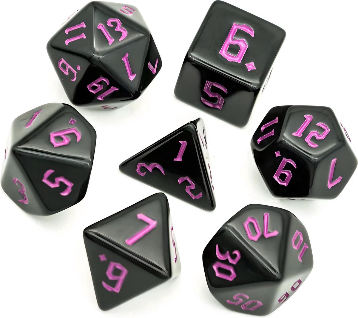 Nereb – Dobbelstenen Set 7-delig – D20 D12 D10 D8 D6 D4 – Voor RPG & Tafelspellen