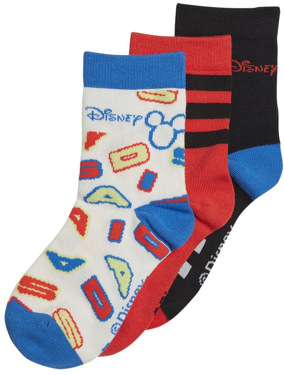 Adidas Mickey Mouse Crew Sokken 3 Paren Veelkleurig Jongens Meisjes Zwart